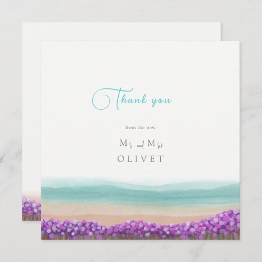 Côte Azure dans le Carte de remerciements Mariage (Devant / Derrière)