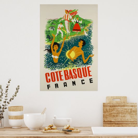 Côte Basque, France, Affiche de voyage (Cuisine)