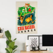 Côte Basque, France, Affiche de voyage (Bureau à domicile)