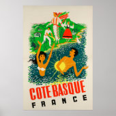 Côte Basque, France, Affiche de voyage (Devant)