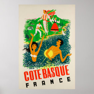 Côte Basque, France, Affiche de voyage