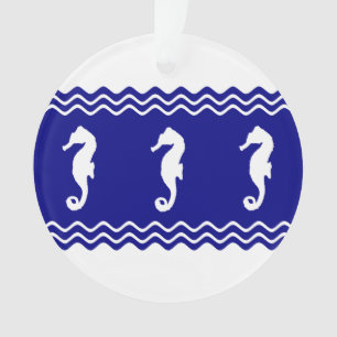 Côte Blanc Bleu Bleu Océan Hippocampe