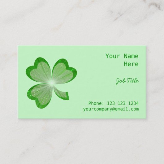 Côté carte de visite shamrock vert (Devant)