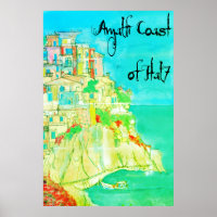 Côte d'Amalfi d'Italie Art affiche 11" X 14"