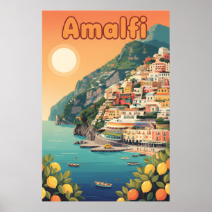 Côte d'Amalfi : Poster de voyage du milieu du sièc