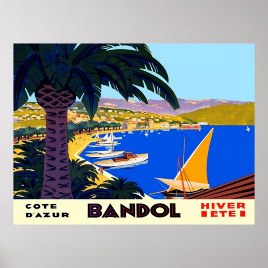 Cote D'Azur Bandol, Frans reisposter Poster (Voorkant)
