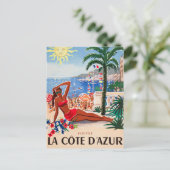 Cote D'Azur Beach Girl Briefkaart (Staand voorkant)