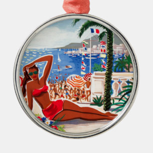  Cote D'Azur Beach Girl Metalen Ornament