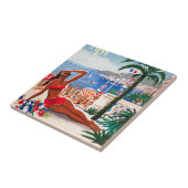 Cote D'Azur Beach Girl Tegeltje (Zijkant)