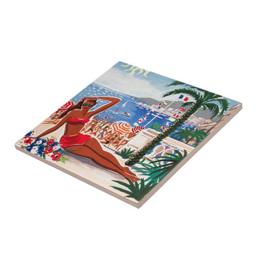 Cote D'Azur Beach Girl Tegeltje (Zijkant)