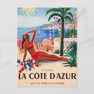 Cote D'Azur Beach Girl Uitnodiging Briefkaart