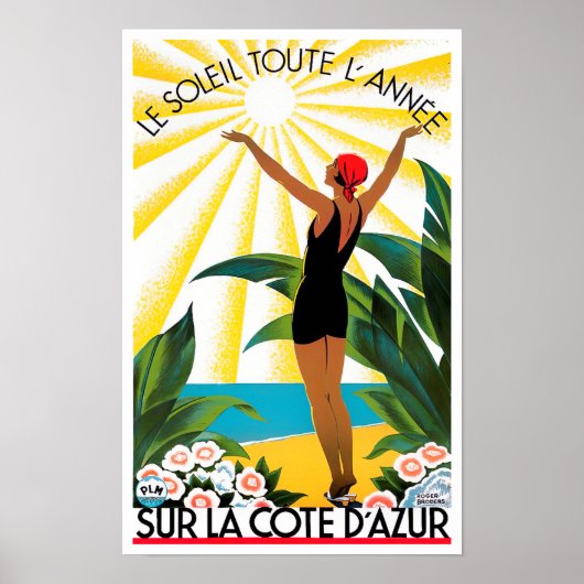 Cote D'Azur France vintage-reis Poster (Voorkant)