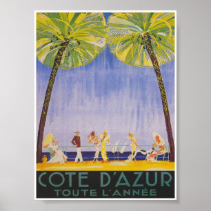 Cote d'Azur France Vintage Travel Poster