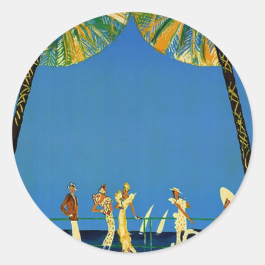  Cote d'Azur Franse reizen rond Stickers (Voorkant)