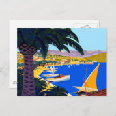  Cote d'Azur Illustratie Reizen Briefkaart (Voorkant / Achterkant)