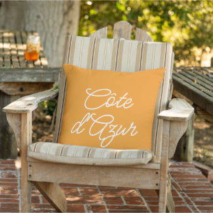 Côte d'Azur oranje modern elegant script ontwerp Buitenkussen
