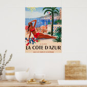 Cote D'Azur Oud Frans Reisposter Poster (Keuken)