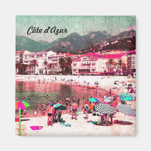 Côte d'Azur, retro strand magnet Magneet