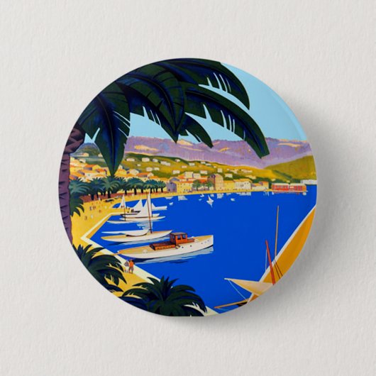 Cote D'Azur Travel Ronde Button 5,7 Cm (Voorkant)