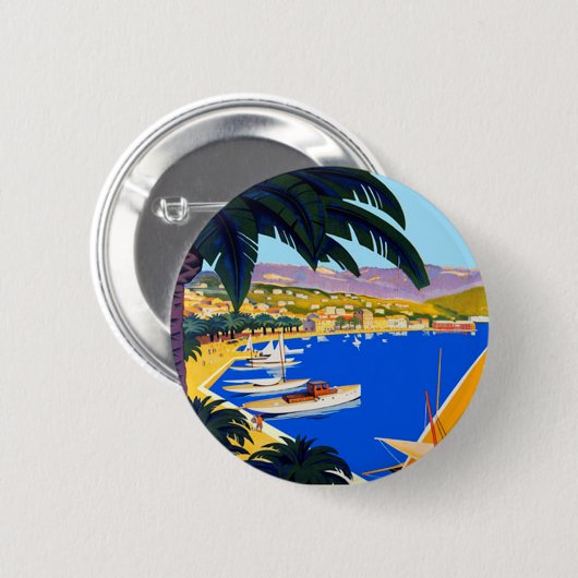  Cote D'Azur Travel Ronde Button 5,7 Cm (Voorkant /achterkant)