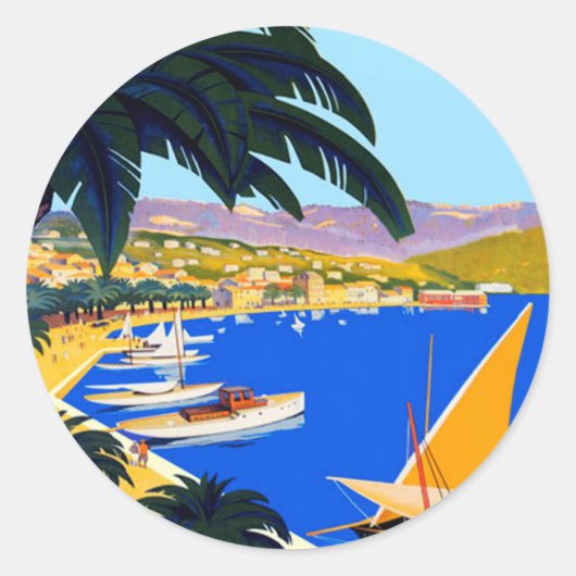 Cote D'Azur Travel Ronde Sticker (Voorkant)