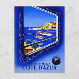 Cote d'Azur Vintage Poster teruggezet Briefkaart