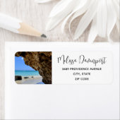 Côte de plage tropicale avec un Étiquette de adres (En situation)