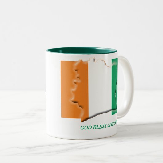 COTE D'IVOIRE FLAG Scripting Gepersonaliseerd Wit Tweekleurige Koffiemok (Voorkant rechts)