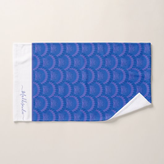 Cote du Monogramme bleu moderne (Serviette à main)