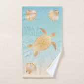 Côte Feuille tropicale de la tortue de mer d'or  (Serviette à main)