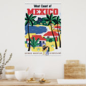 Côte Ouest du Mexique Poster Vintage voyage Artwor (Cuisine)