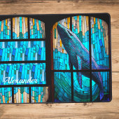 Côtière Tropical Blue Grey Whale Desk Mat