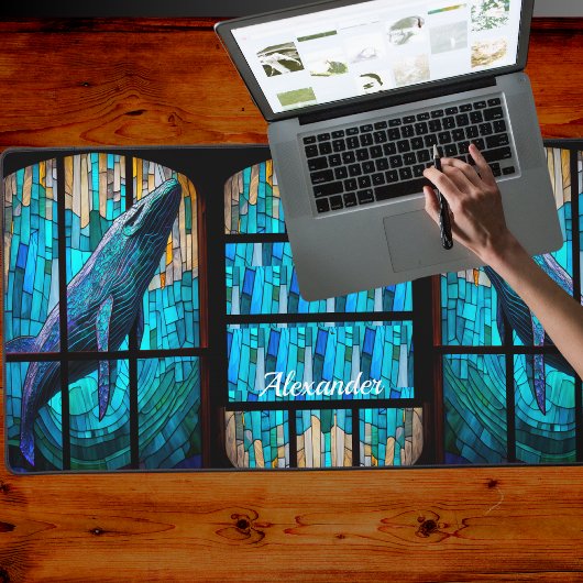 Côtière Tropical Blue Grey Whale Desk Mat