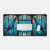 Côtière Tropical Blue Grey Whale Desk Mat (Clavier et souris)