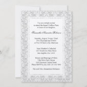 Cotillion Argent Shimmer Damask Photo Invitations (Dos)