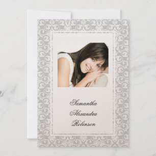Cotillion Argent Shimmer Damask Photo Invitations