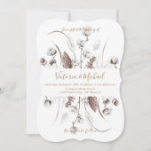 Coton botanique fleuri blanc Invitations au mariag (Devant)