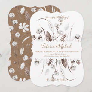 Coton botanique fleuri blanc Invitations au mariag