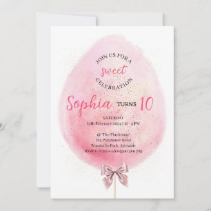 Coton Candy Invitation d'anniversaire
