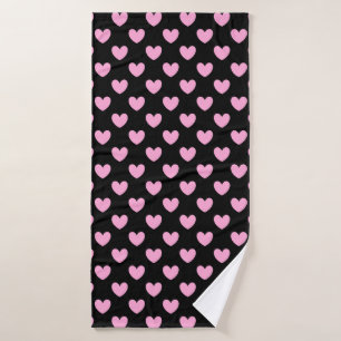 Coton Candy Pink coeurs de polka sur noir