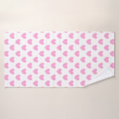 Coton Candy Pink coeurs sur blanc (Serviette de bain)