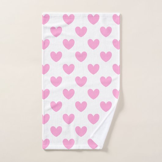 Coton Candy Pink coeurs sur blanc (Serviette à main)