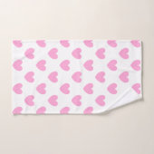 Coton Candy Pink coeurs sur blanc (Serviette à main)
