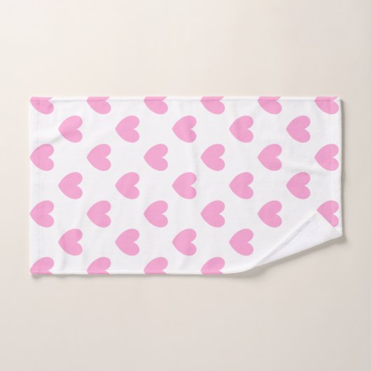 Coton Candy Pink coeurs sur blanc (Serviette à main)