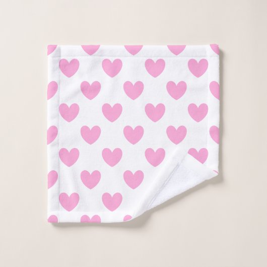 Coton Candy Pink coeurs sur blanc (Gant de toilette)