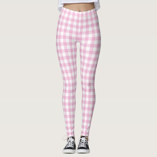 Coton Candy rose En vichy femmes Leggings (Devant)