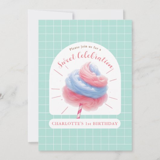 Coton Candy Sweet Celebration Invitation (Dos)