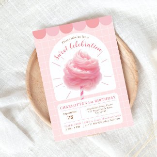 Coton Candy Sweet Celebration Pink Invitation