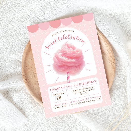 Coton Candy Sweet Celebration Pink Invitation