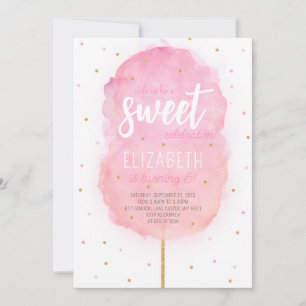 Coton Candy Sweet Invitation de fête d'anniversair